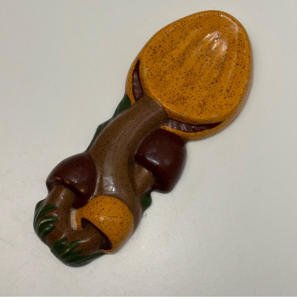 Vintage 70s Merry Mushrooms mold handmade ceramic spoonrest